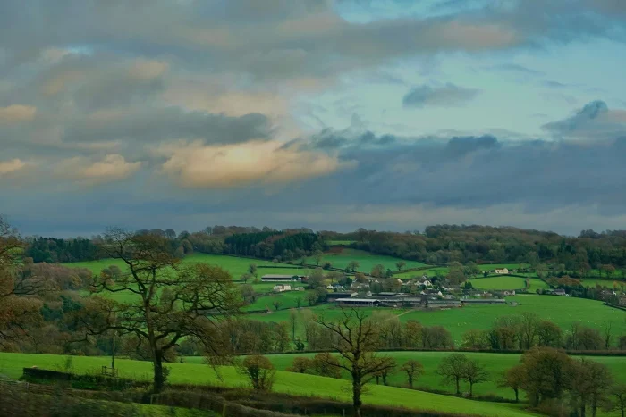 A village in the fields below the North Downs
